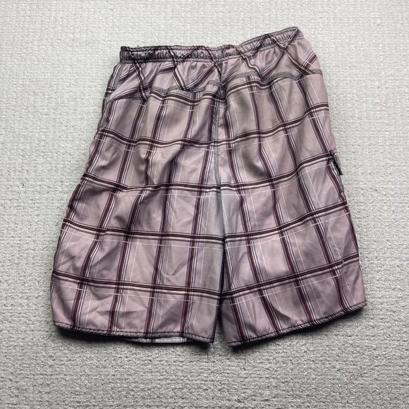 Lot x2 Y2K Burnside Cargo Board Shorts Men' L Red & Pink Plaid Surf Beach Summer - Picture 10 of 10